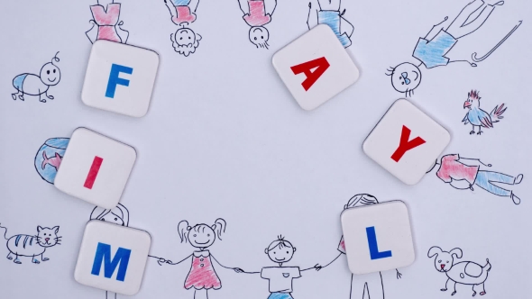 Word Family Over Background of Children's Drawing