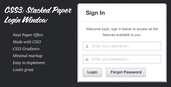 CSS3: Stacked Paper Login Window