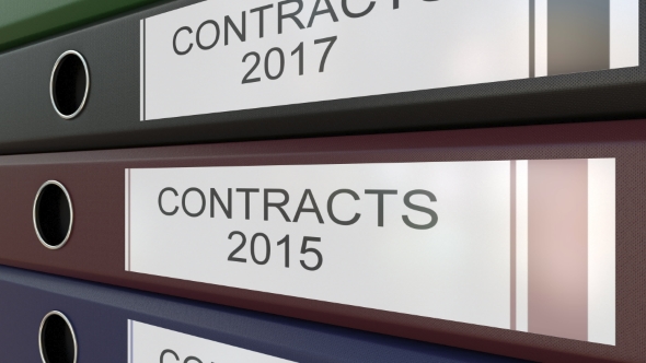 Office Binders with Contracts Tags Different Years