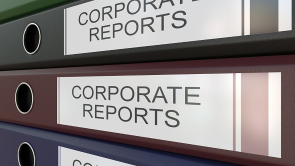 Office Binders with Corporate Reports Tags