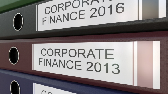 Office Binders with Corporate Finance Tags Different Years alt