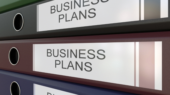 Office Binders with Business Plans Tags Different Years alt