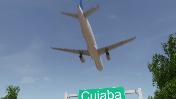 Airplane Arriving To Cuiaba Airport Travelling To Brazil alt