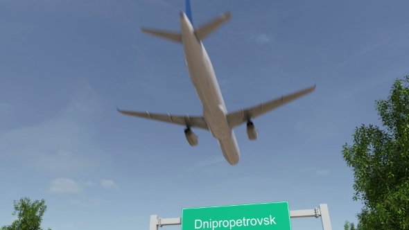 Airplane Arriving To Dnipropetrovsk Airport Travelling To Ukraine