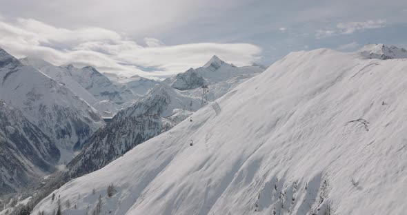 Drone Flight In Winter Over Kitzsteinhorn Mountain