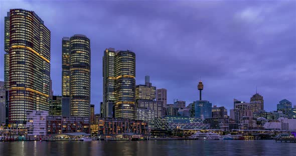 Timelapse of a sunset over Barangaroo, Sydney Australia, 4K H.264