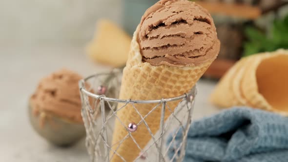 Delicious coffee ice cream for dessert