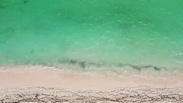 Aerial View with Tropical Beach of Caribbean Sea with Waves