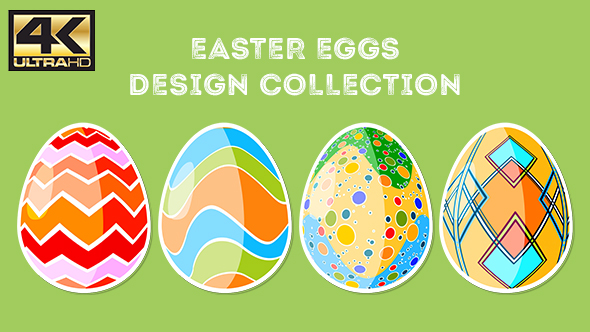 Four Rotating Different Easter Egg Designs Elements 4K alt