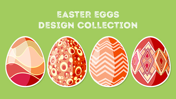 Four Red Rotating Different Easter Egg Designs Elements alt