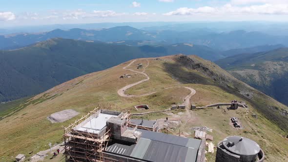 Aerial View Top of Pip Ivan Chernogorsky Mountain and Carpathian Mountain Range