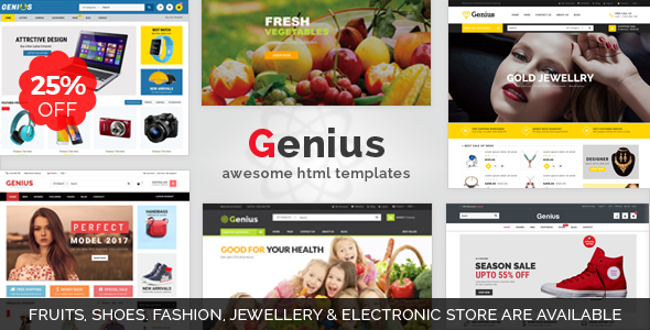 Genius | Organic, Fashion, Jewellery & Electronics Store Responsive HTML5 Template