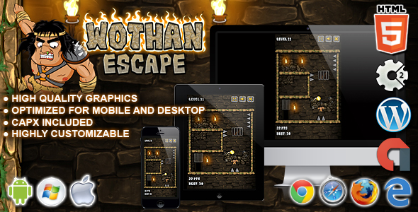 Wothan Escape - gra zręcznościowa HTML5 Construct 2