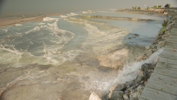 Pamukkale Mineral Hot Springs with Calcium Terraces, Turkey