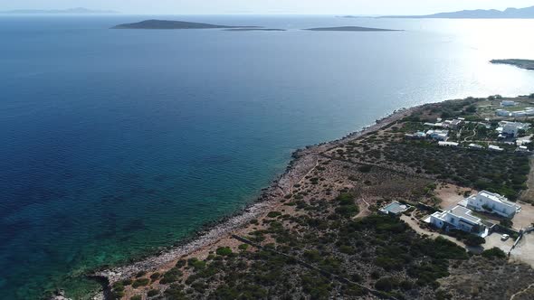 Village of Aliki on the island of Naxos in the Cyclades in Greece from the sky