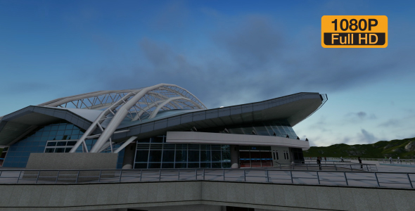 Crowded group in front of the building