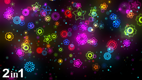 Neon Flowers Background (2-Pack)