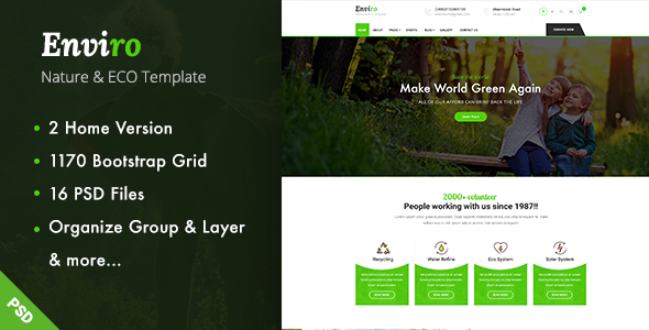 Enviro - Environment & Non-Profit PSD Template