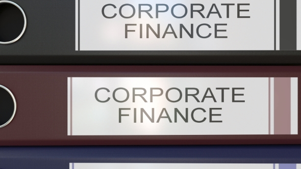 Vertical Stack of Multicolor Office Binders with Corporate Finance Tags