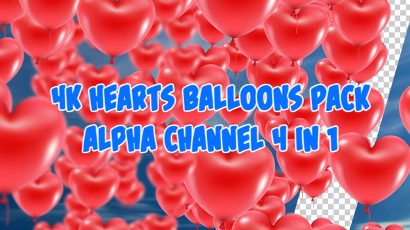 4K Balloons Hearts Pack 4 in 1