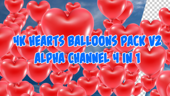 4K Balloons Hearts Pack V2 4 in 1