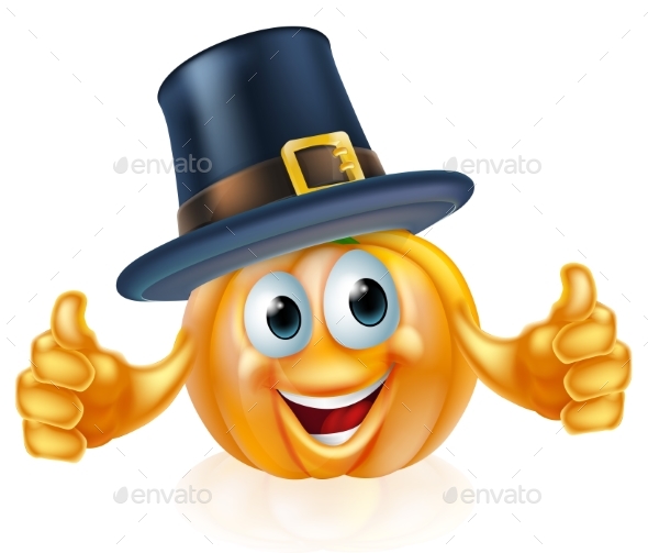 Thanksgiving Pilgrim Hat Pumpkin Man
