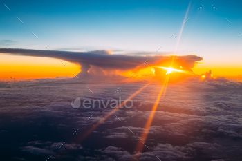 Sunset Sunrise Over Mountains From Height Of Airplane, Plane / Photodune, Misc