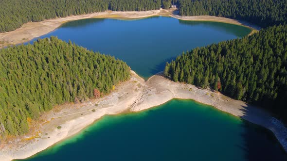 Aerial Shot of the Crno Jezero or the Black Lake in the Durmitor National Park in the Nothern Part