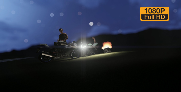 Motorbike parked and rested in the evening alt