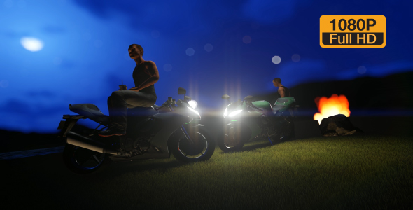 Motorbike parked and rested in the evening alt