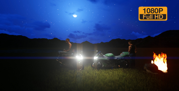 Motorbike parked and rested at night alt