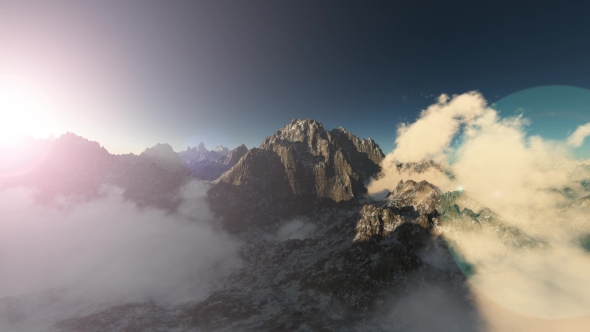 Mountains in Snow and Blue Sky alt