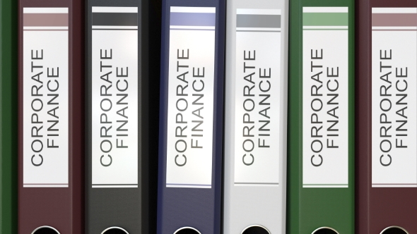 Multiple Office Folders with Corporate Finance Text Labels alt