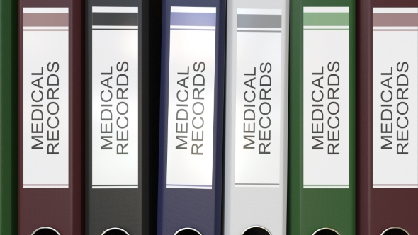 Multiple Office Folders with Medical Records Text Labels alt