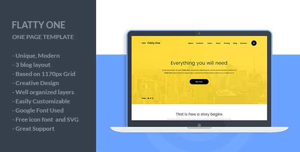 FlattyOne - One Page PSD Template