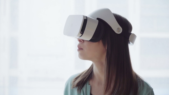 Woman in Vr Head-mounted Display