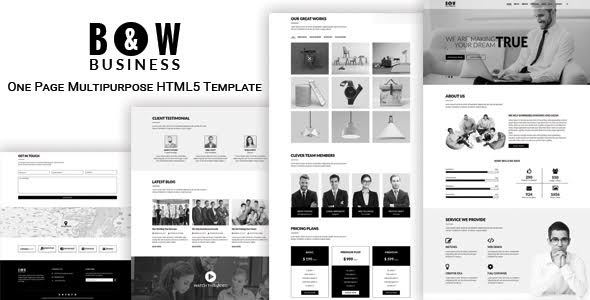 B & W - One Page Multipurpose HTML5 Template