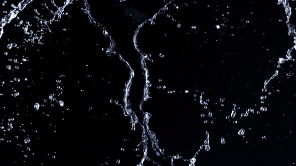 Super Slow Motion Shot of Water Splash Isolated on Black Background at 1000Fps