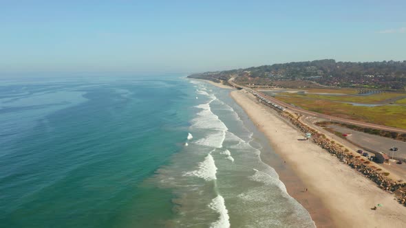 Aerial View of the Coastline Beach in San Diego in California By the Pacific