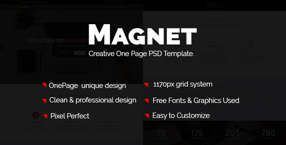 Magnettheme – Business One Page PSD Template.