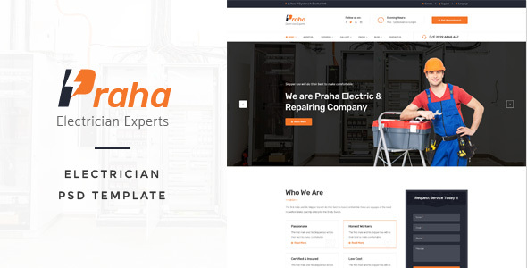 Praha - Electrician Experts PSD Template