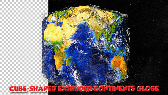 Cube-shaped Globe with Extruded Continents alt