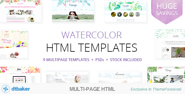 9 Watercolor HTML Multipurpose Templates