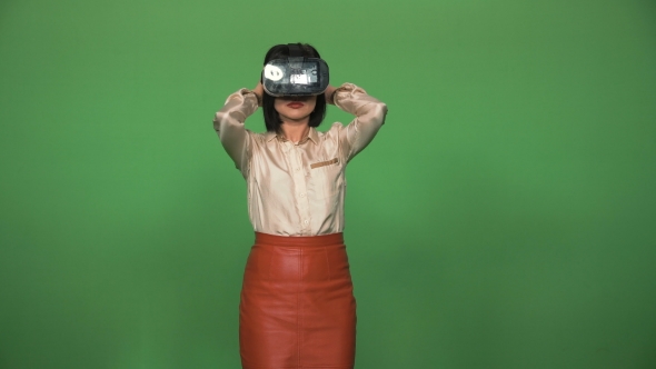 Young Businesswoman Using VR Glasses