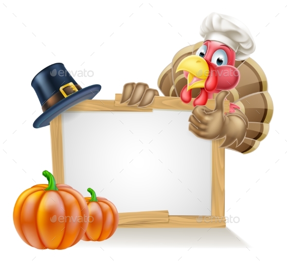 Chef Turkey Thanksgiving Sign