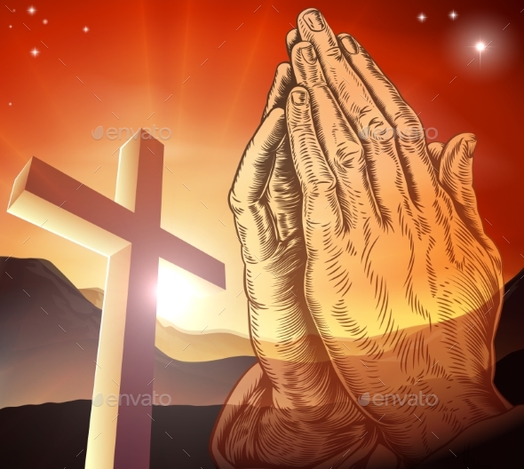 Christian Cross Praying Hands