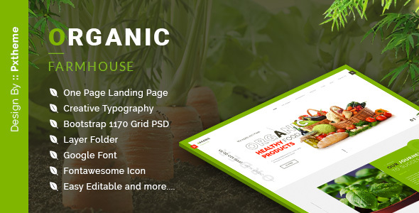 Organic Farmhouse One Page PSD Template