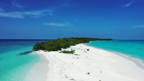 Aerial top view texture of beautiful lagoon beach trip by shallow sea and white sandy background of 