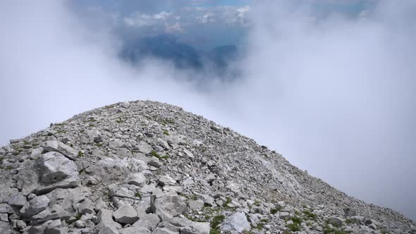 Aerial drone view of hiking in the mountains