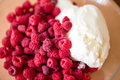 Delicious dessert of raspberries and ice cream. - PhotoDune Item for Sale